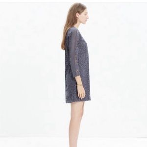 Madewell lace shift dress womens grey gray long sleeve party cocktail size 4